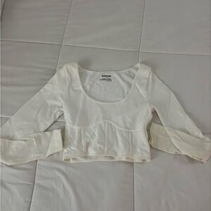 Garage Cream Long Sleeve Crop Top